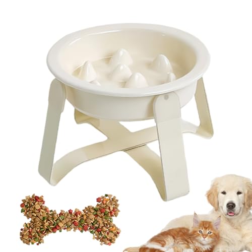 Missmisq Slow Eating Hundefutternapf | Keramik Und Metall Puzzle Labyrinth Futternapf - Futterschale Mit Eisenständer Für Wohnung Reise Haushalt Gesunde Ernährung,Für Hunde Und Welpen von Missmisq