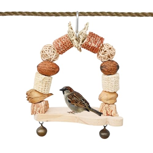 Missmisq Vogel-Kauschaukel-Spielzeug - Vogelkäfigzubehör - Hängende Kauspielzeuge, Papageien-Holzklötze, für Finken, Nymphensittiche, Turteltauben, kleine mittelgroße Papageien, Sittiche, Missmisq Vogel-Kauschaukel-Spielzeug - Vogelkäfigzubehör - Hängende Kauspielzeuge, Papageien-Holzklötze, für Finken, Nymphensittiche, Turteltauben, kleine mittelgroße Papageien, Sittiche, von Missmisq