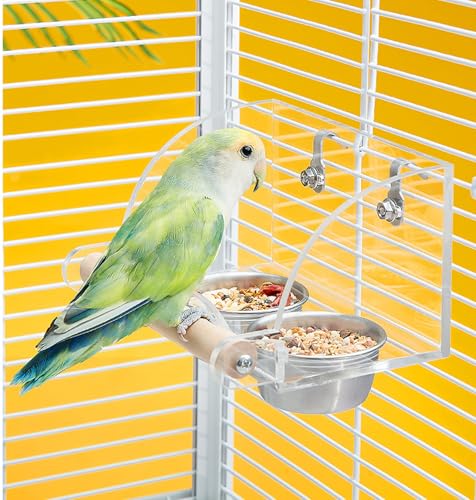 WoddenBird Futterstation für Käfig, mit rutschfestem Ständer, für Sittiche, Psittacus Erithacus, Lovebirds, Wellensittiche, 2 Schalen WoddenBird Futterstation für Käfig, mit rutschfestem Ständer, für Sittiche, Psittacus Erithacus, Lovebirds, Wellensittiche, 2 Schalen von Misyue