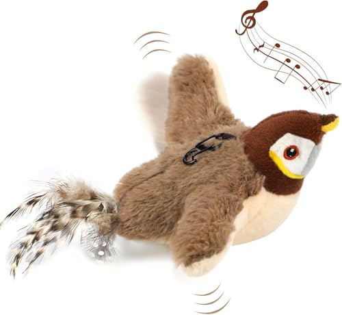 Mittokonnel Elektrischer Fliegender Vogel Katzenspielzeug（mit Katzenminze），Katzenspielzeug Vogel Elektrisch，Intelligenz Aufladbares Katzen Spielzeug für Katzen zum Spielen Treten von Mittokonnel