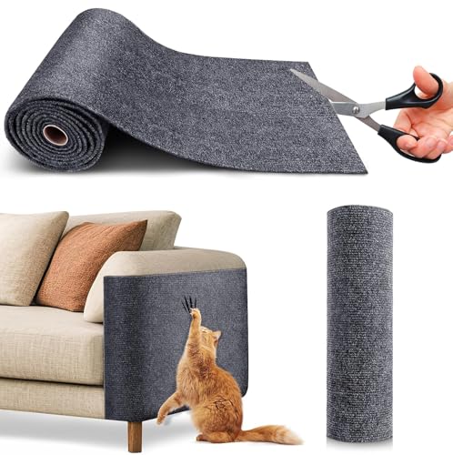 Selbstklebend Kratzmatte Katze,DIY Kratzbrett Katze,Kratzschutz Sofa Katze 200cmx40cm,Katze Wand Möbel,Kratzbäume,und Couch Schutz (Dunkelgrau) von Mittokonnel