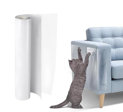 Kratzmatten kratzfolie Katzen selbstklebend Kratzschutz Sofa Katze 300cmx45cm,Katze Wand Möbel, Kratzbäume, und Couch Schutz,AntiKratz Tape für Katzenständer, Holzgriff, Katzenturm(Transparent) von Mittokonnel