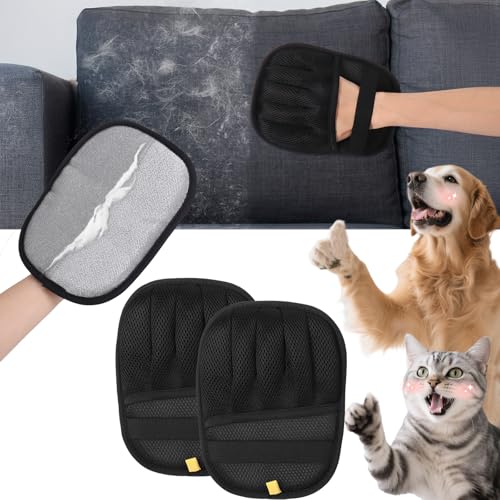 2 x Tierhaarentfernungshandschuhe – Wiederverwendbarer Tierhaarentferner-Handschuh für Katzen und Hunde, elektrostatische Handschuhe, Tierhaarentferner für Couch, Teppich, Möbel, Auto, Bettwäsche 2 x Tierhaarentfernungshandschuhe – Wiederverwendbarer Tierhaarentferner-Handschuh für Katzen und Hunde, elektrostatische Handschuhe, Tierhaarentferner für Couch, Teppich, Möbel, Auto, Bettwäsche von Mity rain