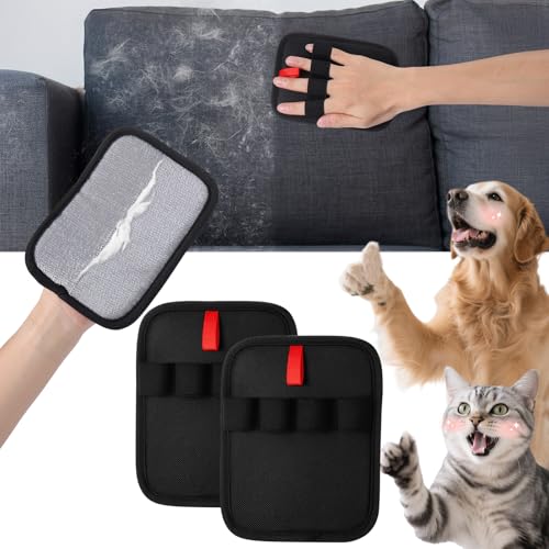 2 x Tierhaarentfernungshandschuhe – wiederverwendbarer Tierhaarentferner-Handschuh für Katzen und Hunde, elektrostatische Handschuhe, Tierhaarentferner für Couch, Teppich, Möbel, Auto, Bettwäsche von Mity rain