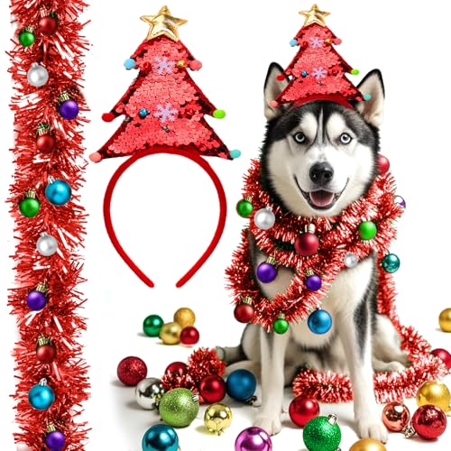 Hunde-Weihnachtsoutfit – DIY Hunde-Weihnachtskostüm für kleine/mittelgroße/große Hunde, Weihnachts-Hundekleidung mit Stirnband, Band, Balldekorationen, niedliche Hundekostüme, Kleidung für Hunde-Weihnachtsoutfit – DIY Hunde-Weihnachtskostüm für kleine/mittelgroße/große Hunde, Weihnachts-Hundekleidung mit Stirnband, Band, Balldekorationen, niedliche Hundekostüme, Kleidung für von Mity rain