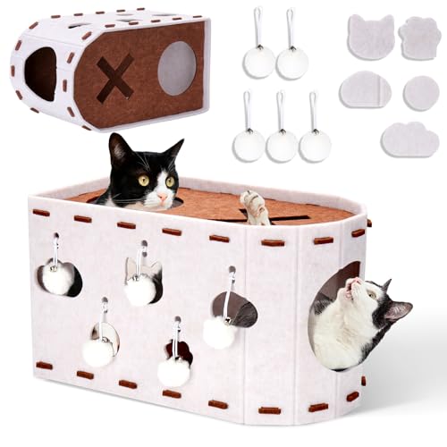 Mity Rain Katzenhaus für Indoor-Katzen, Faltbare Filzbetthöhle mit Tunnel & Katzenballspielzeug, großes Katzenbett bis zu 10 kg, weiche & warme Katzenbetten & Möbel für Indoor Kitten Adult Cats Mity Rain Katzenhaus für Indoor-Katzen, Faltbare Filzbetthöhle mit Tunnel & Katzenballspielzeug, großes Katzenbett bis zu 10 kg, weiche & warme Katzenbetten & Möbel für Indoor Kitten Adult Cats von Mity rain