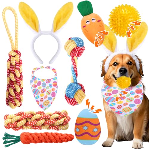 Mity rain 10 Stück Oster-Hundespielzeug, interaktives Hundespielzeug, Osterpackung für kleine/mittelgroße/große Hunde, Ostergeschenke von Quietschspielzeug, Seilspielzeug, Plüschspielzeug, Hundekostüm Mity rain 10 Stück Oster-Hundespielzeug, interaktives Hundespielzeug, Osterpackung für kleine/mittelgroße/große Hunde, Ostergeschenke von Quietschspielzeug, Seilspielzeug, Plüschspielzeug, Hundekostüm von Mity rain