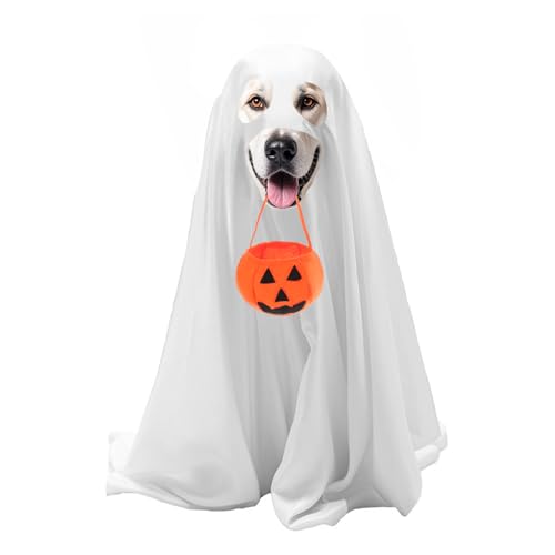 Mity rain Halloween-Kostüme für Hunde – Geisterkostüm für Hunde, 101,3 x 69,8 cm, mit Filz-Kürbis-Eimer, für große Hunde, Halloween-Kostüme, lustige und niedliche Hundekostüme, Kleidung für Halloween, Mity rain Halloween-Kostüme für Hunde – Geisterkostüm für Hunde, 101,3 x 69,8 cm, mit Filz-Kürbis-Eimer, für große Hunde, Halloween-Kostüme, lustige und niedliche Hundekostüme, Kleidung für Halloween, von Mity rain