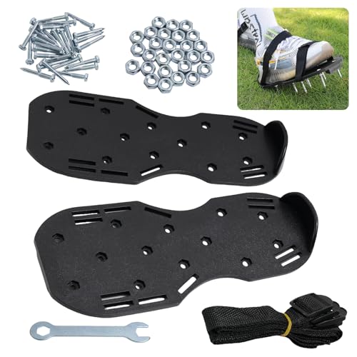Nagelschuhe,Nagelschuhe zum Rasen belüften Rasenbelüfter Vertikutierer mit Schaufel Aerifizierer für Rasenbelüftung Garten Schuhe Der ideale Rasenbelüfter Rasenlüfter Schuhe mit Klettverschluss(45mm) von Miunpri