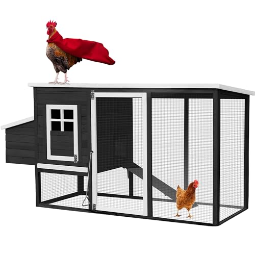 Miweba MyAnimal Hühnerstall MH-04 mit Eiablage | 174x76x103 cm - Für 4 Hühner - Nistkasten mit Freilaufgehege - 2 Sitzstangen - Winterfest - 2 Ebenen - Hühnerhaus - Kiefernholz - Voliere (Grau) von my animal