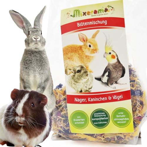 Mixerama Blütenmischung - getreidefreies Futter als Ergänzung - für Ratten, Mäuse, Kaninchen, Meerschweinchen, Chinchillas, Degus, Sittiche und Papageien Größe 100 g von Mixerama