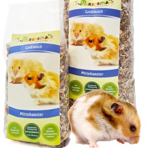 Mixerama Goldrausch - artgerechtes Hamsterfutter für Goldhamster Teddyhamster Mittelhamster ohne Pellets Kleintierfutter Alleinfutter Größe 500 g von Mixerama