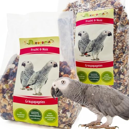 Mixerama Graupapageien Frucht & Nuss - natürliches Futter für Papageien - bestes Papageienfutter für den Graupapagei von Mixerama