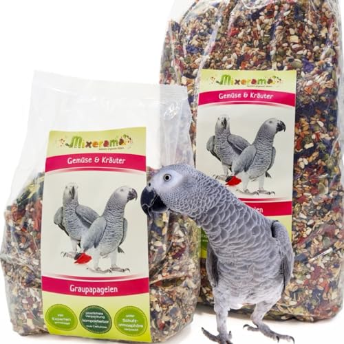 Mixerama Graupapageien Gemüse & Kräuter - natürliches Futter für Papageien - bestes Papageienfutter für den Graupapagei Größe 1 kg von Mixerama