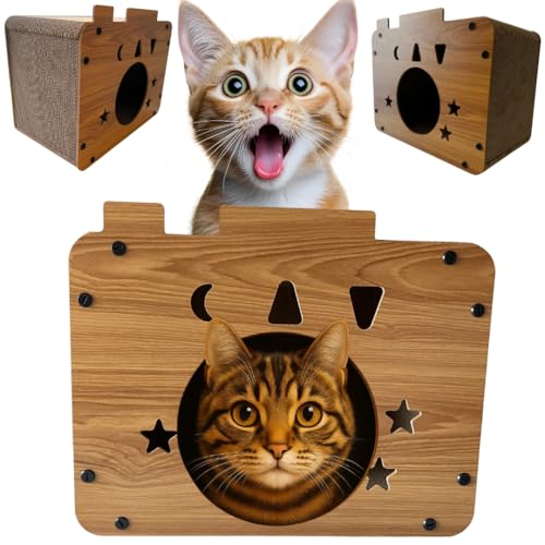 Katzenhaus und Kratzbaum Klein - ökologisches Katzenmöbel aus Pappe, Leicht, Stabil & Platzsparend - Ideal für Kleine Wohnungen und Stubentiger Jeden Alters Katzenhaus und Kratzbaum Klein - ökologisches Katzenmöbel aus Pappe, Leicht, Stabil & Platzsparend - Ideal für Kleine Wohnungen und Stubentiger Jeden Alters von Miximi