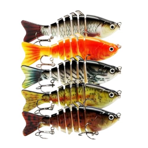 Mixnexorad Fischereiköder, Bassfischerei Köder - Multi-Scherze Harte Köder 5 Stücke | Roboter -schwimmende Flocken mit hartem 3D -Multi -künstlicher Swimbait für Wels Salzwasser dunkle Schwimmen von Mixnexorad