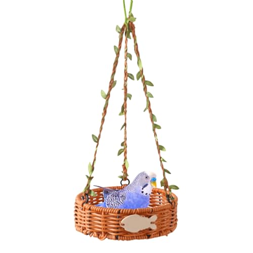 Mixnexorad Vogelbett Für Käfig,Nymphensittich Nest | Nachgeahmtes Rattan Klassisch Handgewebt Atmungsaktiv Leicht Zu Reinigen Für Innen Und Außen Klettern Futtersuche Beschäftigungsmöglichkeit von Mixnexorad