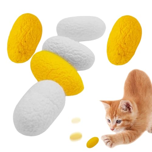 Mixnexorad Wurm-Kokon-Katzenspielzeug, Katzenspielzeug für Hauskatzen | Interaktives Jagdwurm-Kokon-Ballspielzeug für Katzen,6X Kokon-Spielzeug aus natürlicher Seide, das Langeweile bei Katzen Mixnexorad Wurm-Kokon-Katzenspielzeug, Katzenspielzeug für Hauskatzen | Interaktives Jagdwurm-Kokon-Ballspielzeug für Katzen,6X Kokon-Spielzeug aus natürlicher Seide, das Langeweile bei Katzen von Mixnexorad