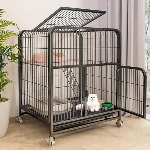 Katzenhütte, Katzenbett, Kleine Katzenbetten, Mit Tablett, Zusammenklappbare Katzenbetten Aus Metall, Für Wohnungskatzen,Schwarz,60 * 45 * 66cm Katzenhütte, Katzenbett, Kleine Katzenbetten, Mit Tablett, Zusammenklappbare Katzenbetten Aus Metall, Für Wohnungskatzen,Schwarz,60 * 45 * 66cm von Mixtric