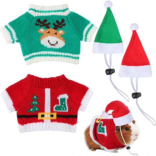 Mixweer 4-teiliges Meerschweinchen-Kleidungsstück inklusive 2 Meerschweinchen-Kleidung und 2 niedliche Mini-Hüte mit verstellbarem Riemen, warme Weste, gemütliche, Handgestrickte Mütze für Mixweer 4-teiliges Meerschweinchen-Kleidungsstück inklusive 2 Meerschweinchen-Kleidung und 2 niedliche Mini-Hüte mit verstellbarem Riemen, warme Weste, gemütliche, Handgestrickte Mütze für von Mixweer