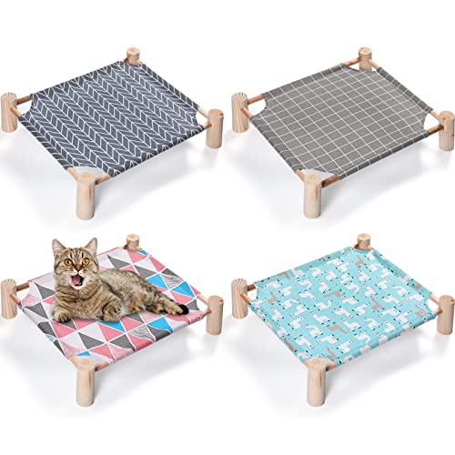 Mixweer Katzenhängematten-Bett, Holz, kühlendes Bett, erhöhtes Katzenbett, abnehmbarer tragbarer Katzenstuhl für Katzen, kleine Hunde, Haustiere, zum Schlafen drinnen und draußen, 53,3 x 48,3 x 12,7 Mixweer Katzenhängematten-Bett, Holz, kühlendes Bett, erhöhtes Katzenbett, abnehmbarer tragbarer Katzenstuhl für Katzen, kleine Hunde, Haustiere, zum Schlafen drinnen und draußen, 53,3 x 48,3 x 12,7 von Mixweer