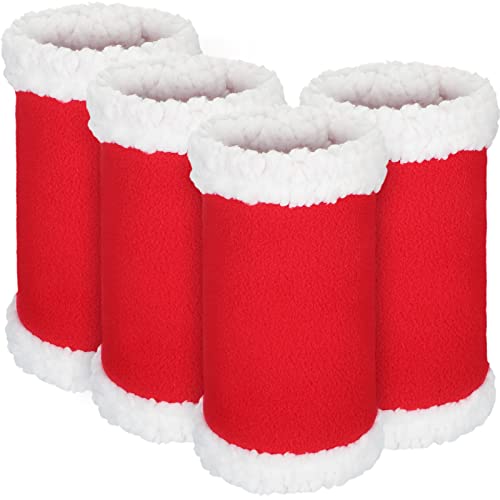 Mixweer Pferd Weihnachten Tack Weihnachten Pferd Bein Wraps Kunstfell Polyester Stehbandagen für Pferde Bein Wraps Lose und Bequem für Weihnachtsparades, 4er Set (Rot und Weiß) von Mixweer