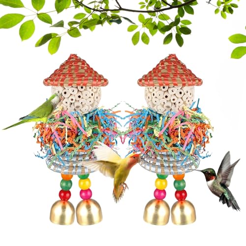 Miyanvuo Suchtspielzeug | 2 Stück Wellensittich Kauspielzeug,Kauball zur Futtersuche für zur Bewegung und Bereicherung im Spielkäfig für Ara Fink Nymphensittich Kanarienvogel von Miyanvuo