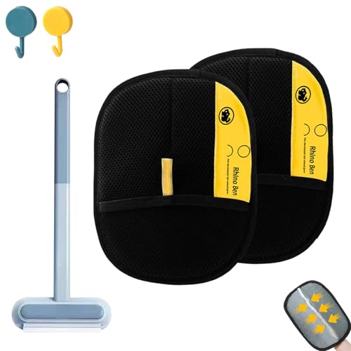 Mizijia 2 Stück Fellmagnet+ 3 in 1 Pet Hair Remover, Fell Magnet Handschuh, Katzen/Hunde Handschuhe,Yomi Fell Magnet Static Removal Gloves for Pet Hair, (Geben Sie 2 Haken) von Mizijia
