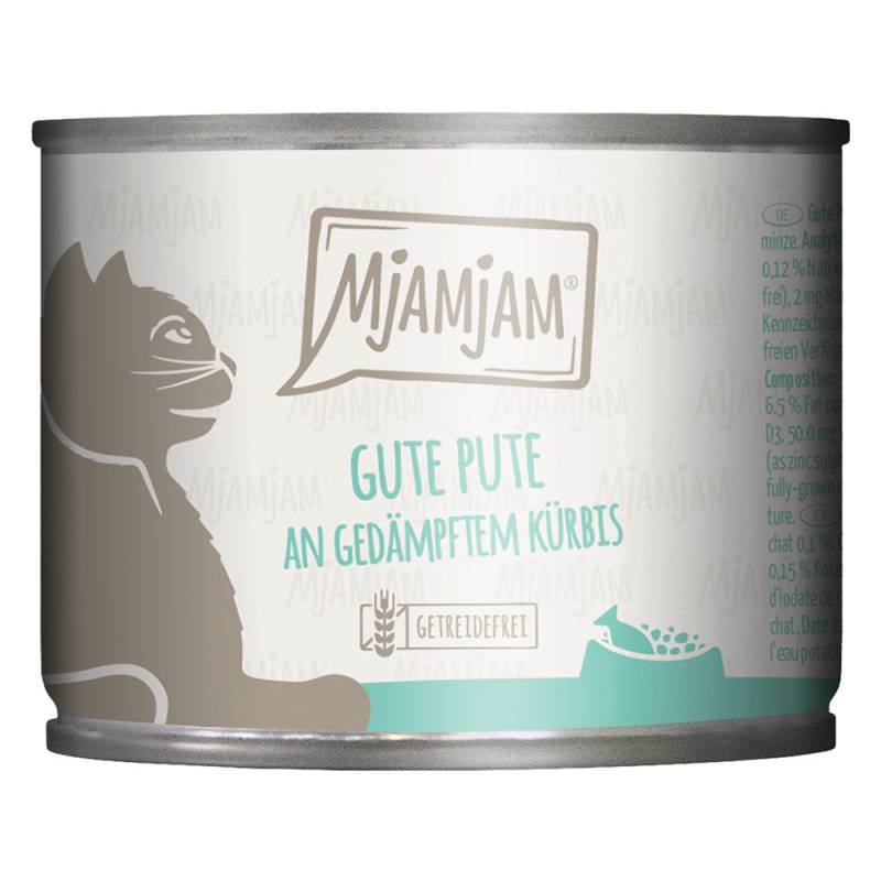 MjAMjAM Katzenfutter 6 x 200 g - gute Pute an gedämpftem Kürbis von MjAMjAM