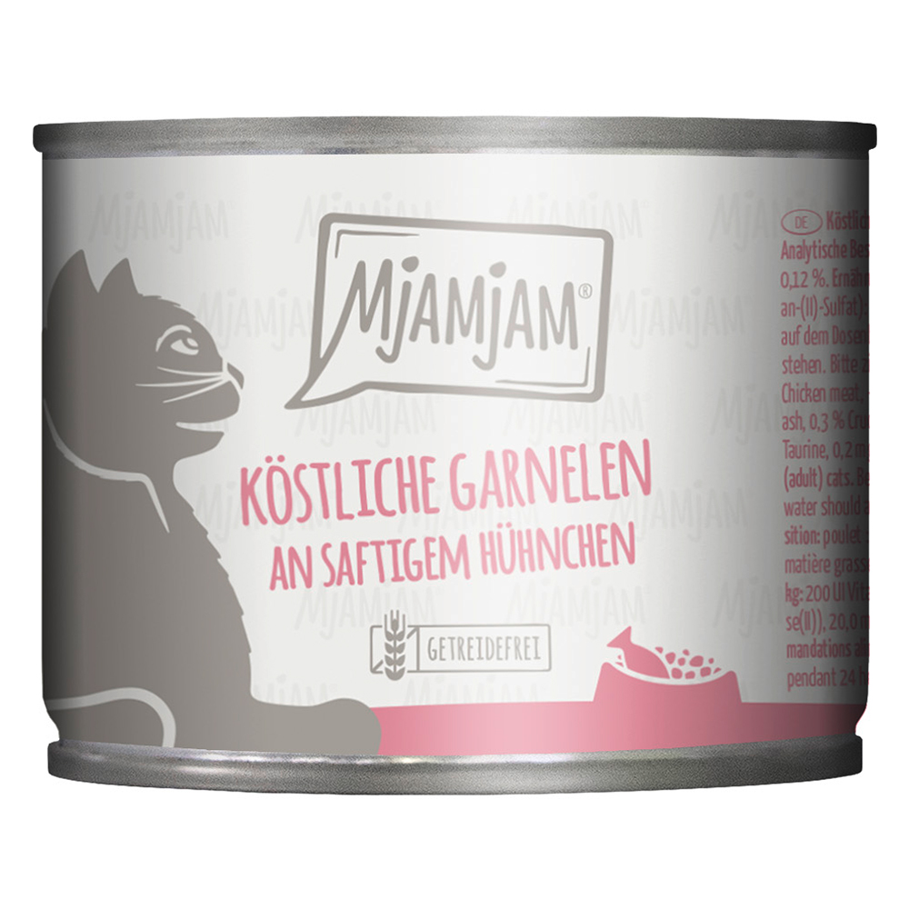 MjAMjAM Katzenfutter 6 x 200 g - köstliche Garnelen an saftigem Hühnchen von MjAMjAM