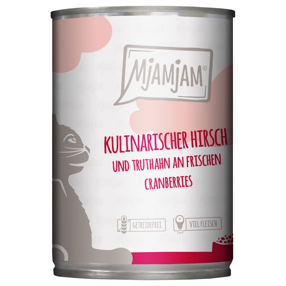 MjAMjAM 6 x 400 g - kulinarischer Hirsch und Truthahn an frischen Cranberries von MjAMjAM