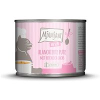 MjAMjAM Nassfutter Katze Adult, Blanchiert in Sauce 6x185 g Pute und Lachs von MjAMjAM
