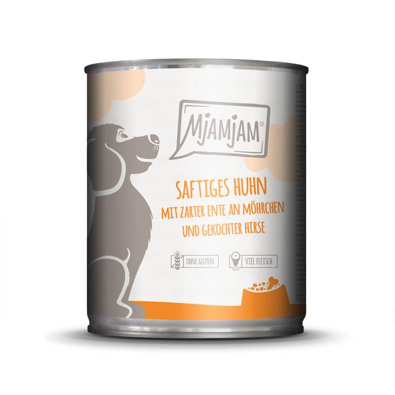 MjAMjAM Adult Hund 6 x 800 g - saftiges Hähnchen mit zarter Ente von MjAMjAM