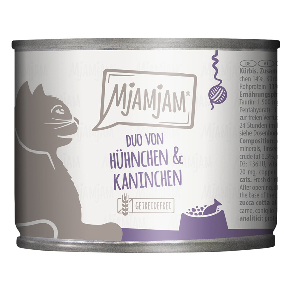 MjAMjAM Duo 6 x 200 g - saftiges Huhn & Kaninchen an gedämpftem Kürbis MjAMjAM Duo 6 x 200 g - saftiges Huhn & Kaninchen an gedämpftem Kürbis von MjAMjAM