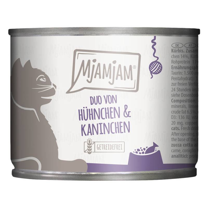 MjAMjAM Duo 6 x 200 g - saftiges Huhn & Kaninchen an gedämpftem Kürbis von MjAMjAM
