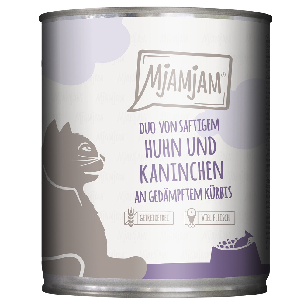 MjAMjAM Duo 6 x 800 g - saftiges Huhn & Kaninchen an gedämpftem Kürbis von MjAMjAM