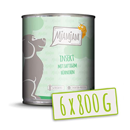 MjAMjAM - Premium Nassfutter für Hunde - Insekt mit saftigem Hühnchen, 6er Pack (6 x 800 g), getreidefrei mit Insektenprotein von MjAMjAM