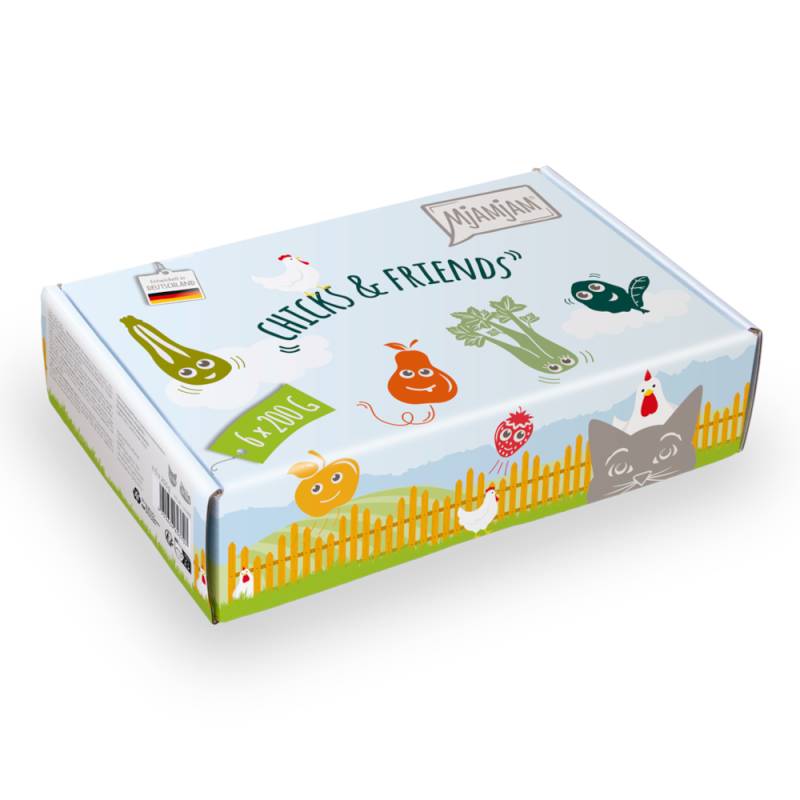 MjAMjAM Katzenfutter 6 x 200 g - Chicks & Friends Multipack von MjAMjAM