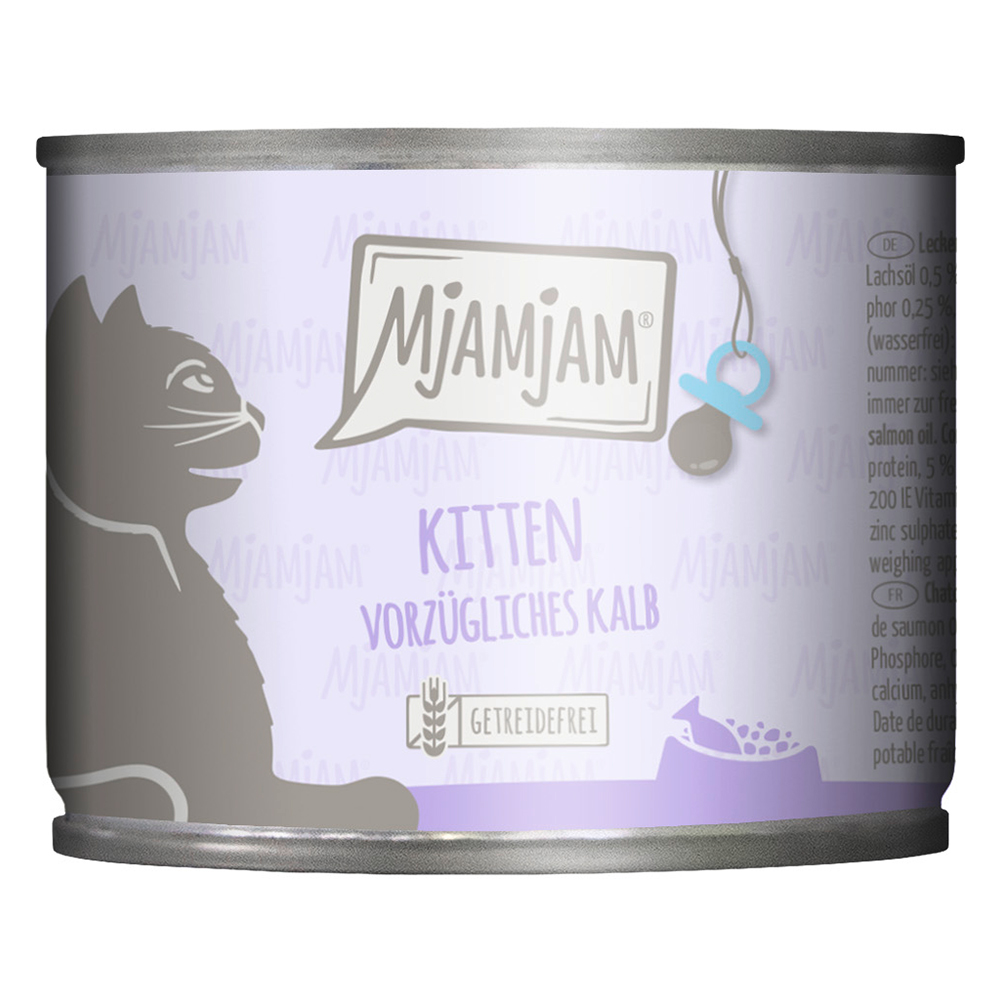 MjAMjAM Kitten 6 x 200 g - vorzügliches Kalb mit Lachsöl von MjAMjAM