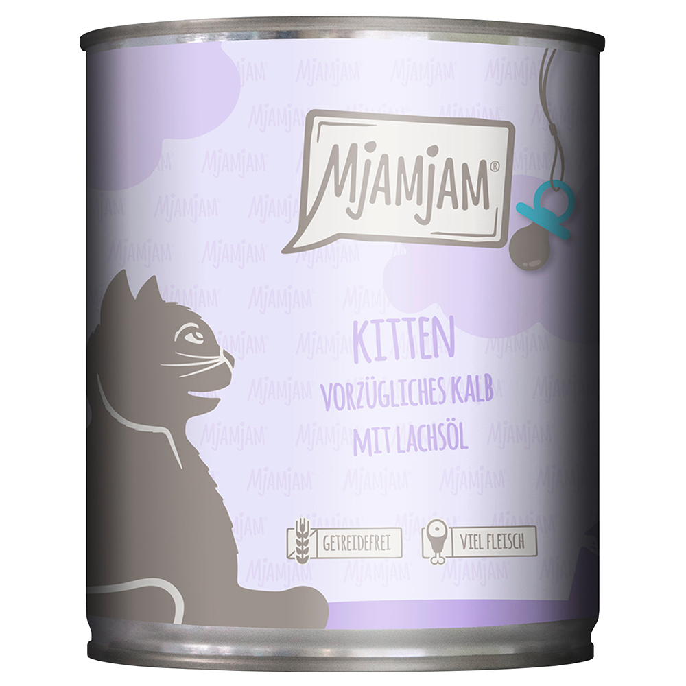 MjAMjAM Kitten 6 x 800 g - vorzügliches Kalb mit Lachsöl von MjAMjAM