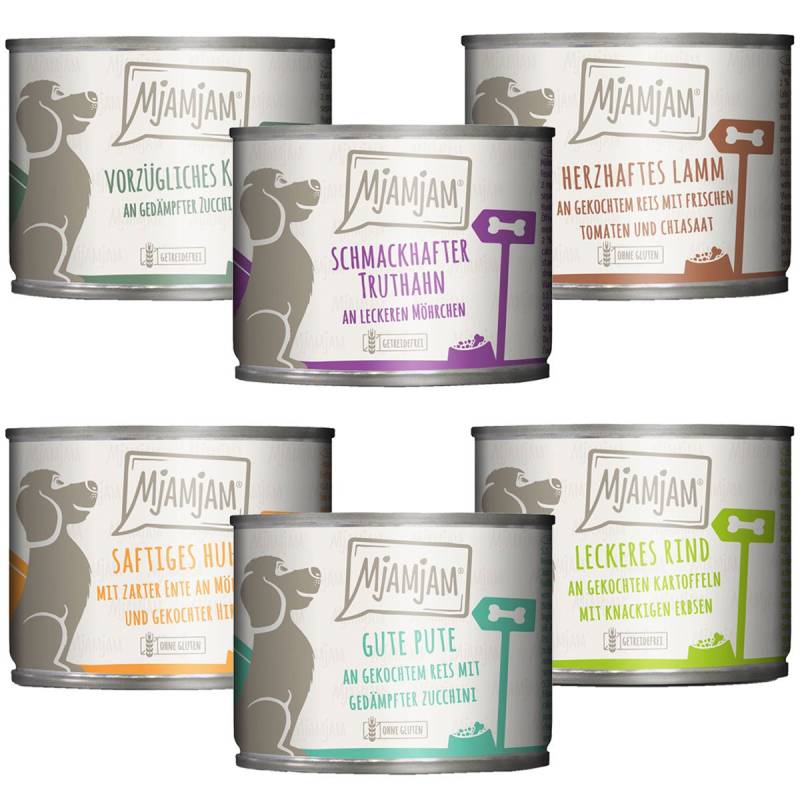 MjAMjAM Mixpaket II mit Huhn&Ente, Rind, Pute, Kalb, Truthahn, Lamm 6x200g von MjAMjAM