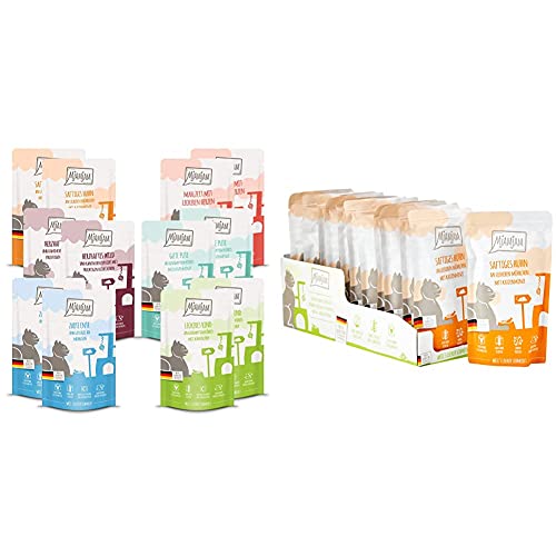 MjAMjAM Mixpaket III, 12 x 125 g (1 x 1.5 kilograms) & Premium Nassfutter für Katzen - saftiges Huhn an leckeren Möhrchen, 12er Pack (12 x 125 g) von MjAMjAM
