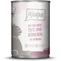 MjAMjAM Nassfutter Katze Adult, Duo 6x400 g Ente und Huhn von MjAMjAM