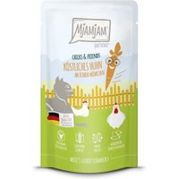 MjAMjAM Nassfutter Katze Adult, Quetschie Chicks & Friends, Huhn und Möhrchen 12x125 g von MjAMjAM