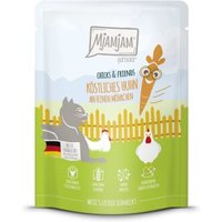 MjAMjAM Nassfutter Katze Adult, Quetschie Chicks & Friends, Huhn und Möhrchen 6x300 g von MjAMjAM