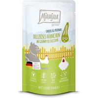 MjAMjAM Nassfutter Katze Adult, Quetschie Chicks & Friends, Huhn und Zucchini 12x125 g von MjAMjAM