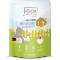 MjAMjAM Nassfutter Katze Adult, Quetschie Chicks & Friends, Huhn und Kürbis 6x300 g von MjAMjAM