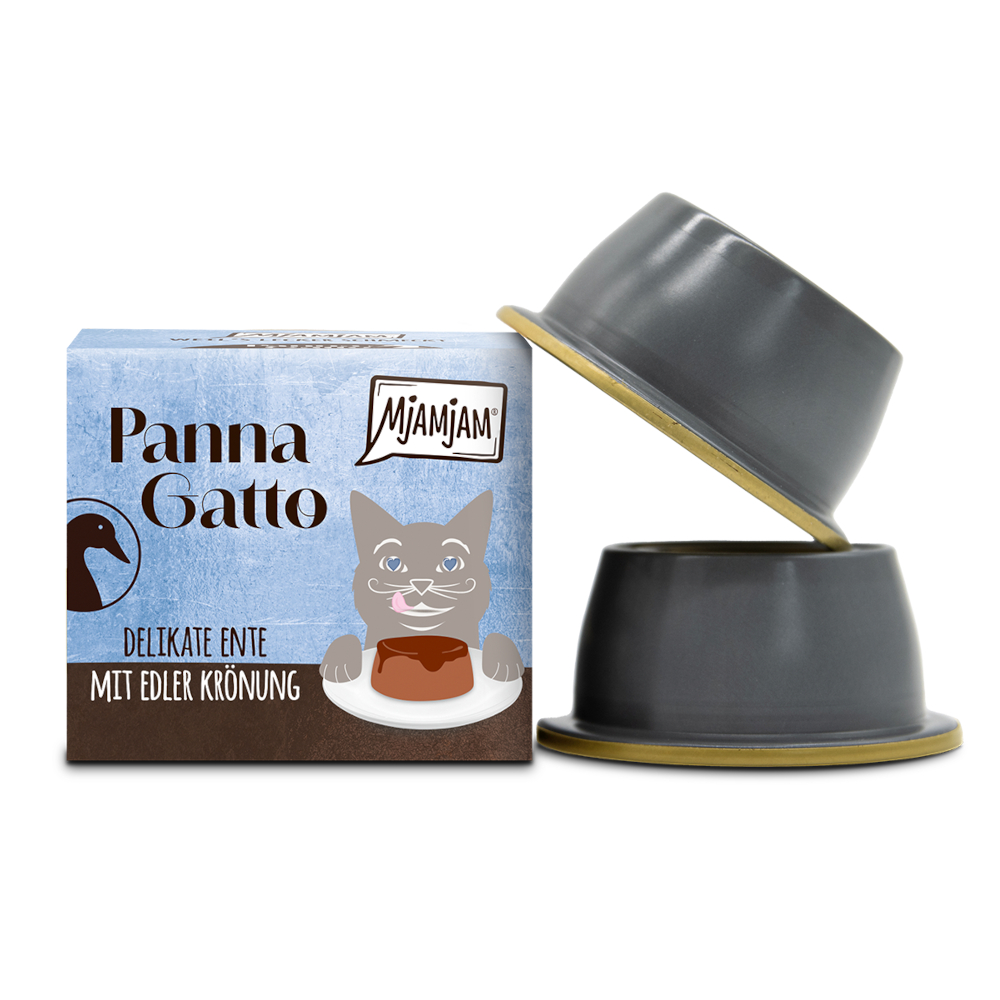 MjAMjAM Panna Gatto 2 x 80 g - delikate Ente mit edler Krönung von MjAMjAM