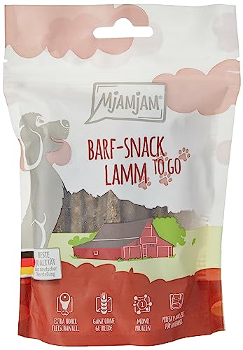 MjAMjAM - Premium Hundesnack - Barfsnack to Go - Lamm, 1er Pack ( 1 x 125 g), naturbelassen ganz ohne synthetische Konservierungsstoffe von MjAMjAM