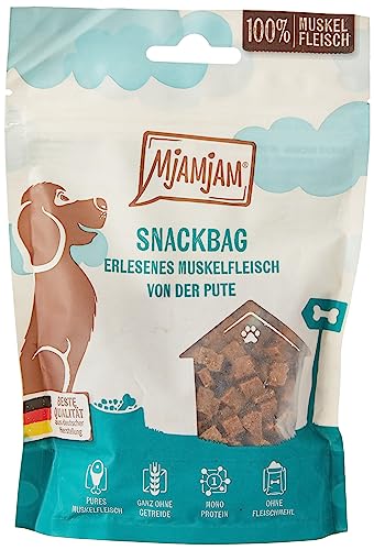 MjAMjAM - Premium Hundesnack - Snackbag - erlesenes Muskelfleisch von der Pute, 1er Pack (1 x 100 g), naturbelassen ganz ohne synthetische Konservierungsstoffe von MjAMjAM